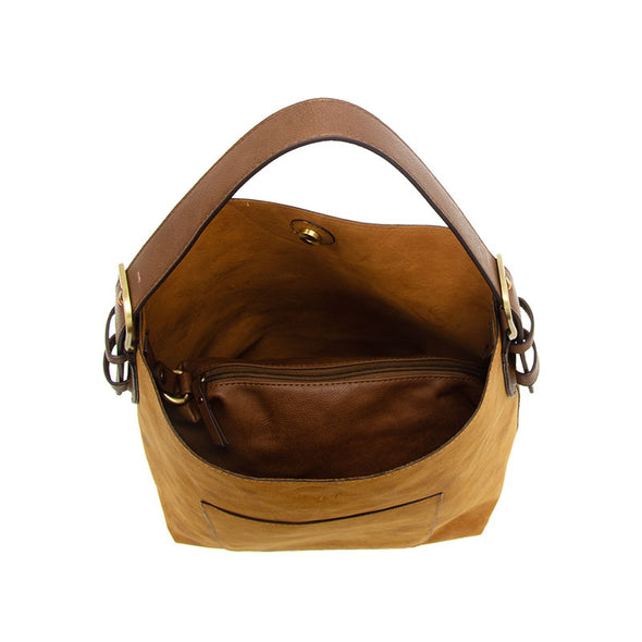 Toffee Rich Faux Suede Hobo Handbag