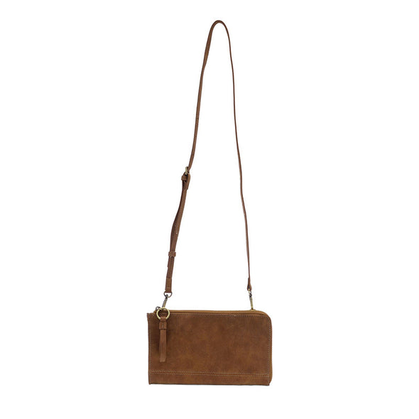 Walnut Faux Suede Karina Wristlet & Wallet
