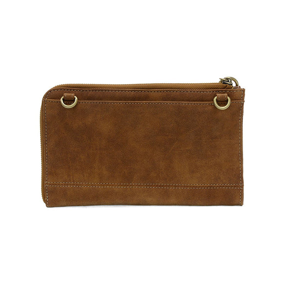Walnut Faux Suede Karina Wristlet & Wallet