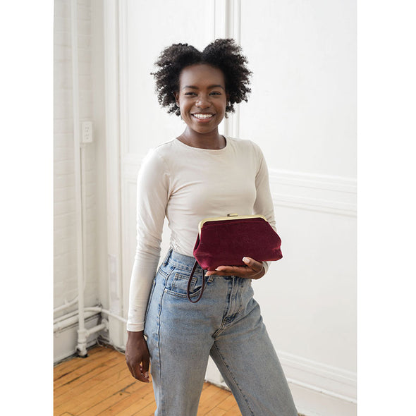 Velvet Vive Frame Lock Crossbody Wristlet