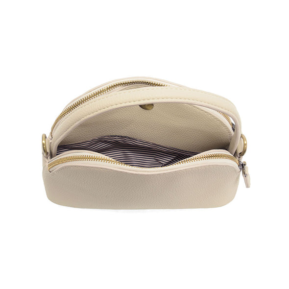 Larissa Double Zip Dome Crossbody In Dove
