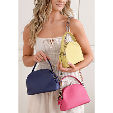Larissa Double Zip Dome Crossbody In Navy