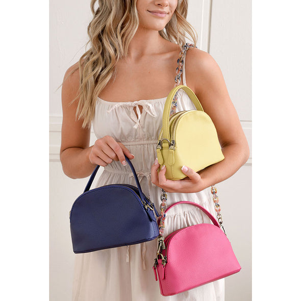 Larissa Double Zip Dome Crossbody In Navy