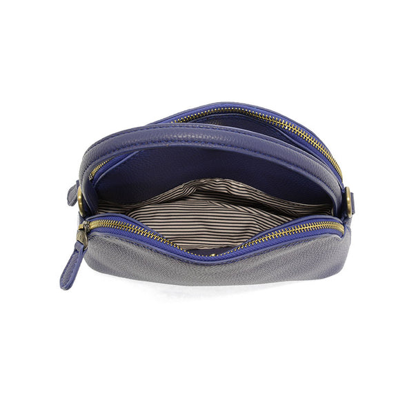 Larissa Double Zip Dome Crossbody In Navy