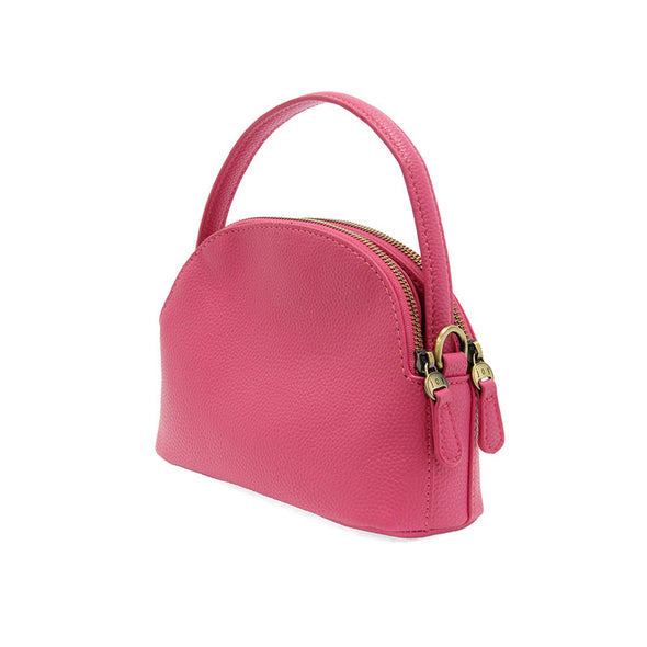 Larissa Double Zip Dome Crossbody In Magenta