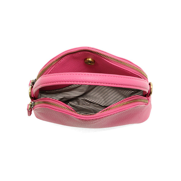 Larissa Double Zip Dome Crossbody In Magenta