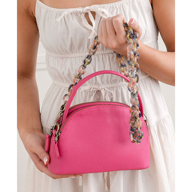 Larissa Double Zip Dome Crossbody In Magenta