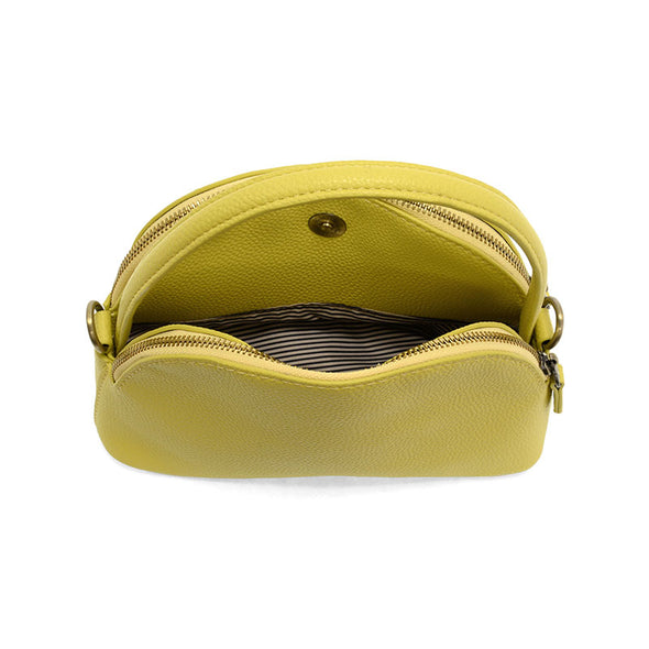 Larissa Double Zip Dome Crossbody In Yellow