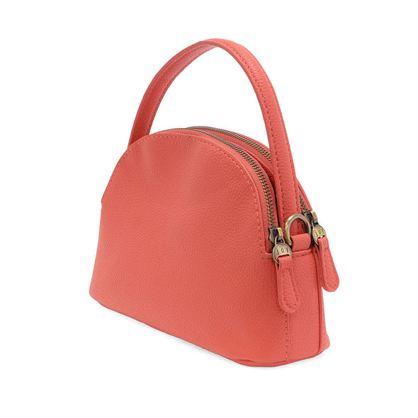 Larissa Double Zip Dome Crossbody In Coral