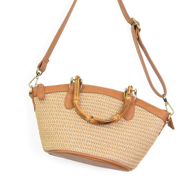 Natural Straw Millie Bamboo Handle Basket Crossbody