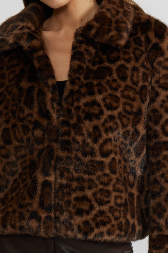 Bambi Faux Fur Jacket in Leopard