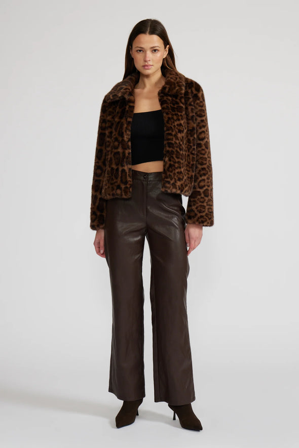 Bambi Faux Fur Jacket in Leopard