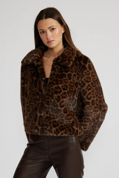Bambi Faux Fur Jacket in Leopard