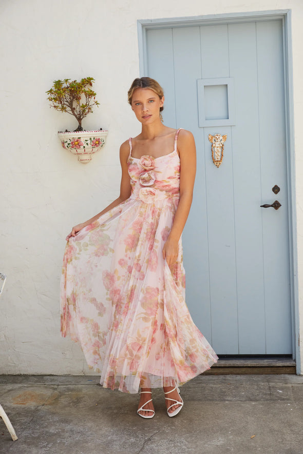 Rosina Pleated Dress In Blush