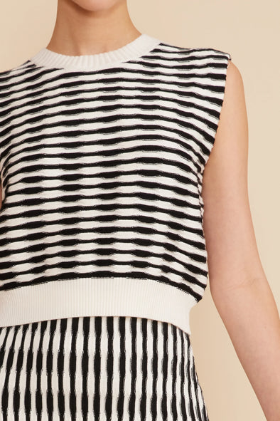 Hampton Knit Top In Black White