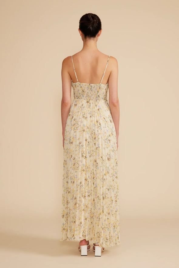 Yellow Rose Pleated Dress