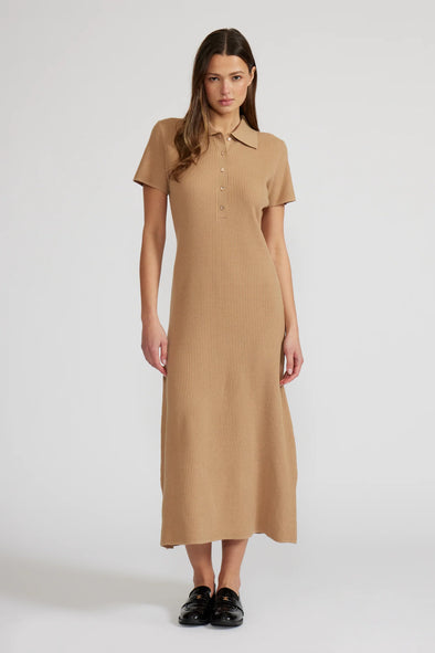 Arden Polo Dress in Tan