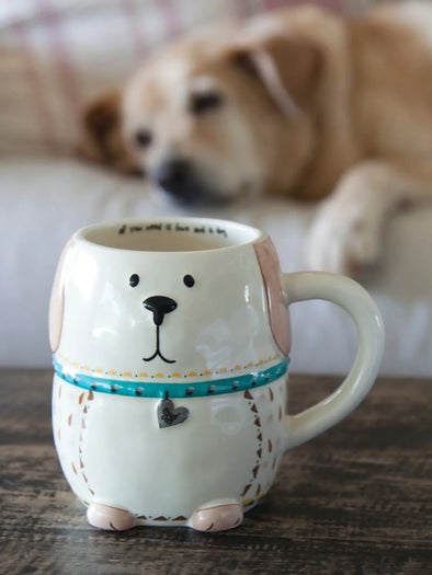 Folk Art Coffee Mug Lucky The Dog
