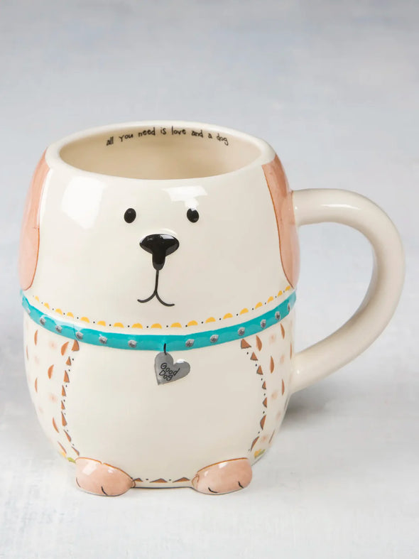 Folk Art Coffee Mug Lucky The Dog