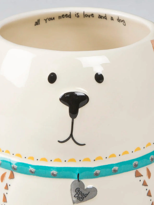 Folk Art Coffee Mug Lucky The Dog