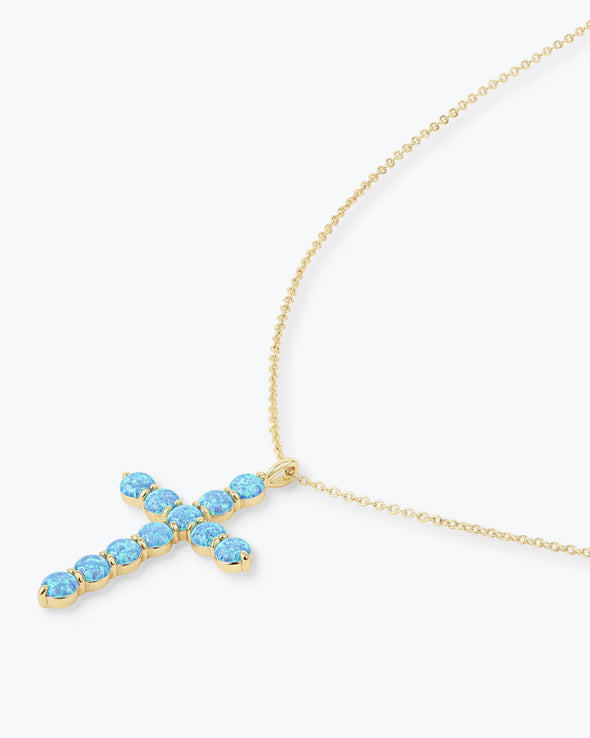 Blue Opal "Oh She Fancy" Cross Pendant