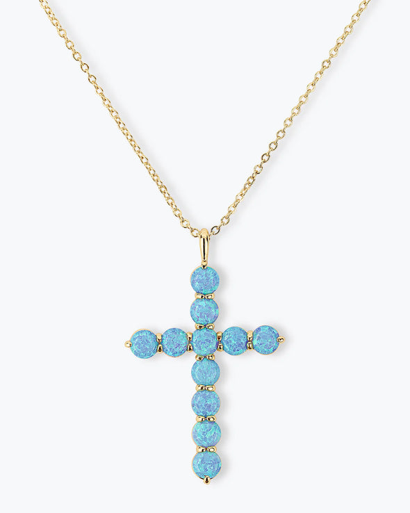 Blue Opal "Oh She Fancy" Cross Pendant