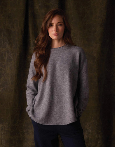 Marianna Crewneck Sweater in Dark Grey