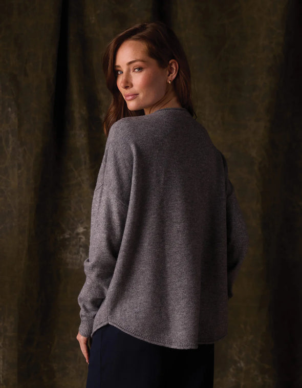 Marianna Crewneck Sweater in Dark Grey