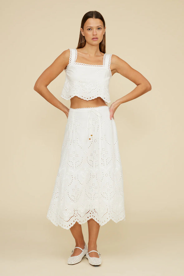Coraline Eyelet Midi Skirt
