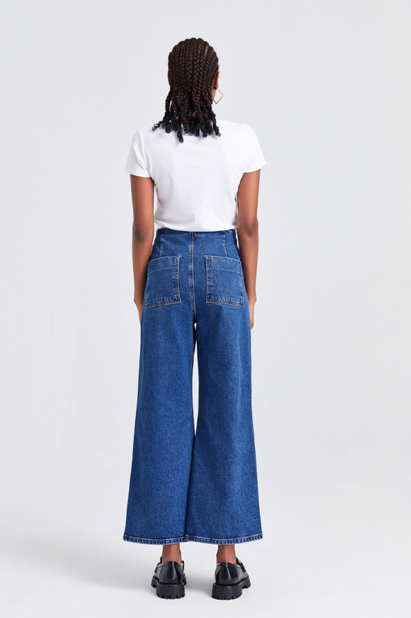 Bayeas High Rise Wide Leg Button Front Jeans