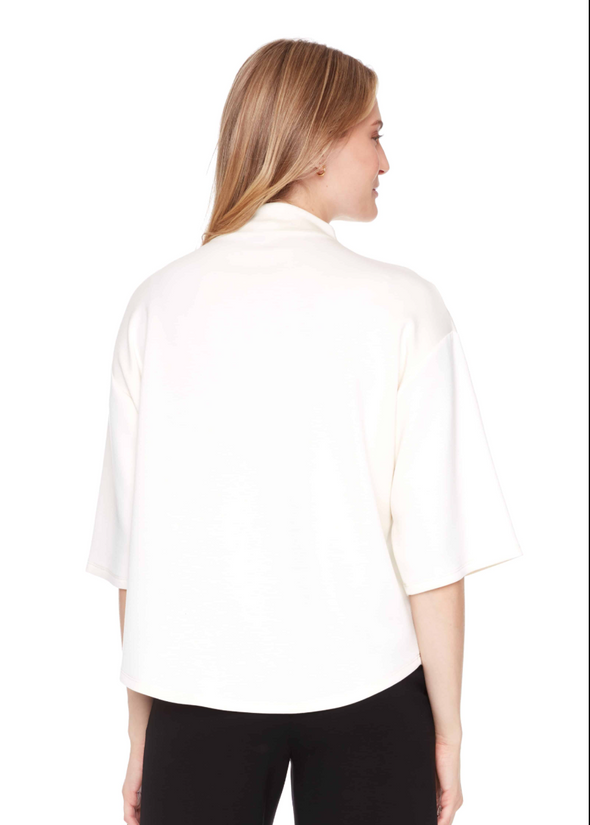 Butter Short-Sleeve Turtleneck Top in Ivory
