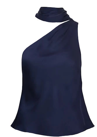 Susan Tie Neck Top Navy