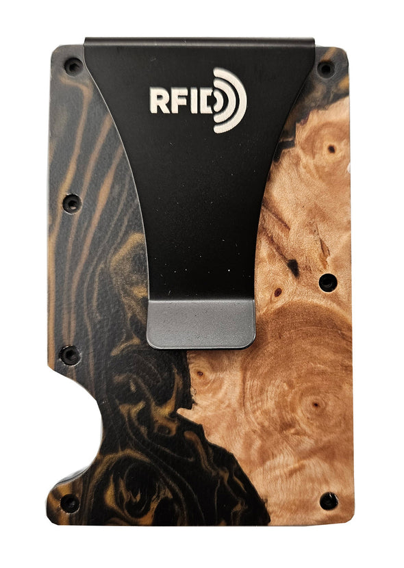 Wood/Resin Smart Wallets Black Gold