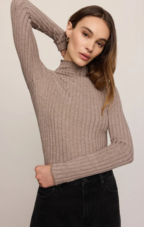 Z SUPPLY Hattie Silky Rib Mock Neck Top | Heather Ash – Johnny's