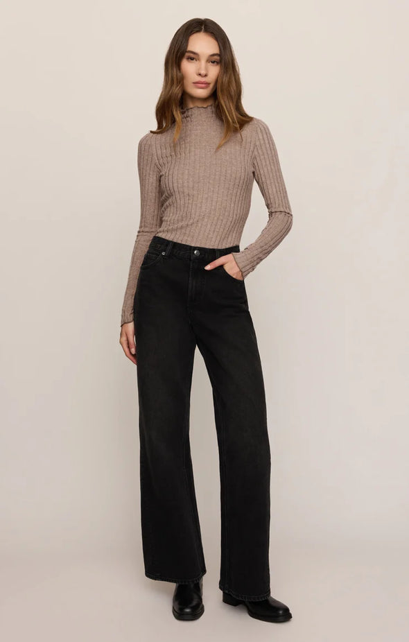 Z SUPPLY Hattie Silky Rib Mock Neck Top | Heather Ash – Johnny's
