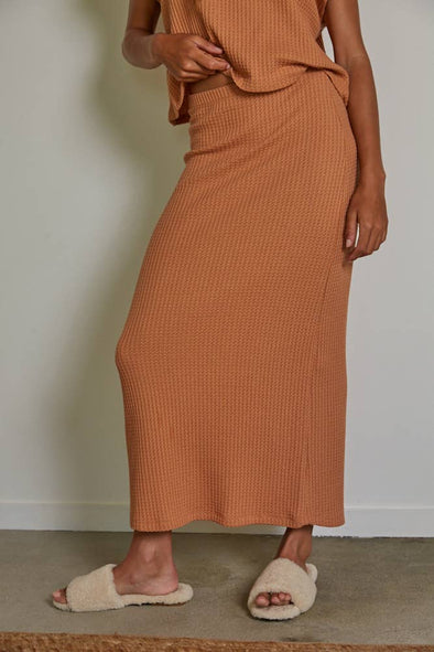 Pumpkin Knit Thermal Midi Skirt