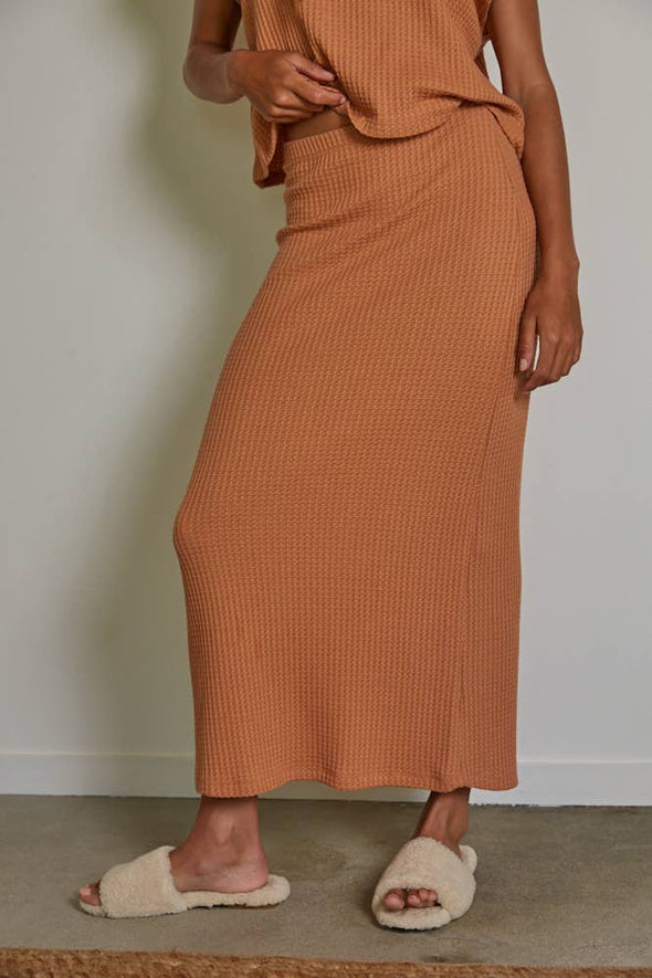 Pumpkin Knit Thermal Midi Skirt