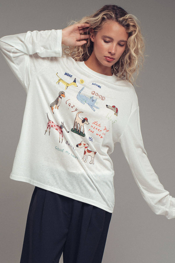 Whimsical Dog Long Sleeve Top