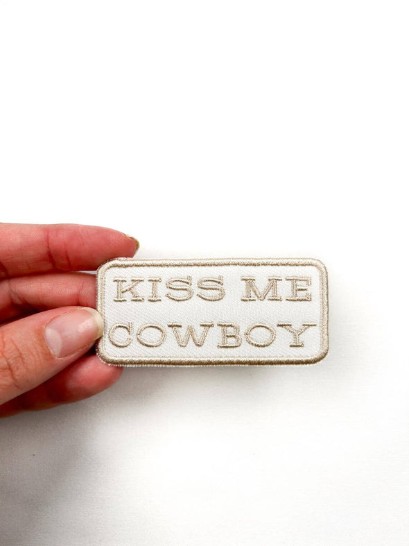 Kiss Me Cowboy Patch Embroidered Iron-On Patch Western Rodeo