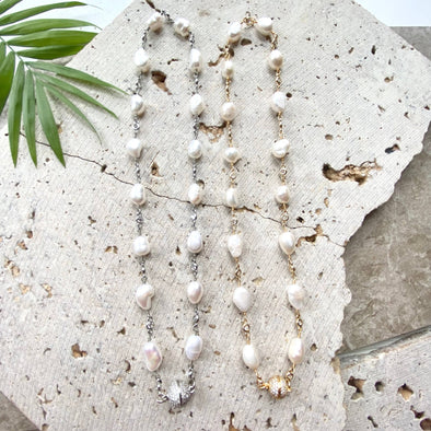 Magnetic genuine pearl necklace  boutique salon bridal ocean