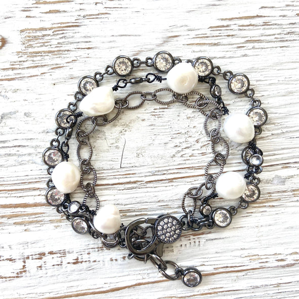 Fresh water pearl triple layer bracelets boutique salon ocea