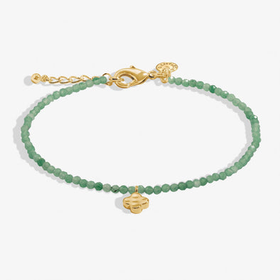 Mini Charms Aventurine Clover Bracelet In Silver Plating