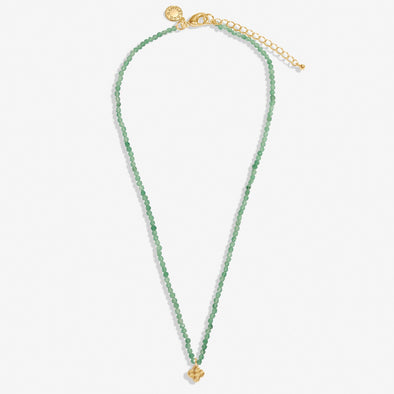 Mini Charms Aventurine Clover Necklace In Silver Plating