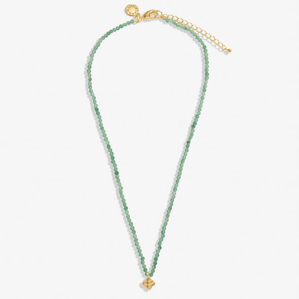 Mini Charms Aventurine Clover Necklace In Silver Plating