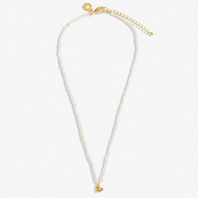 Mini Charms Natural Matte Pearl Heart Necklace In Gold-Tone Plating