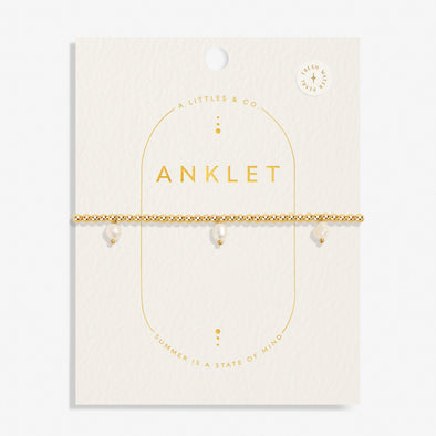 Three Pearl Anklet In Gold-Tone Plating