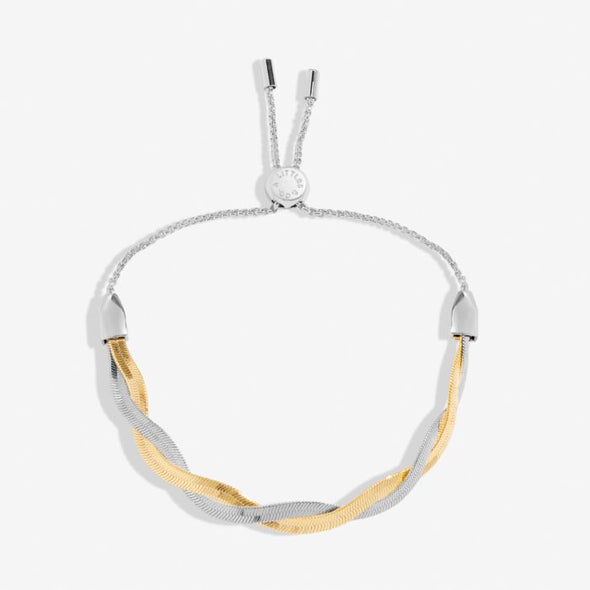 Twisted Snake Chain Bracelet Bar In Silver And Gold-Tone Plating