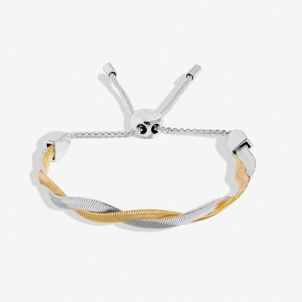 Twisted Snake Chain Bracelet Bar In Silver And Gold-Tone Plating