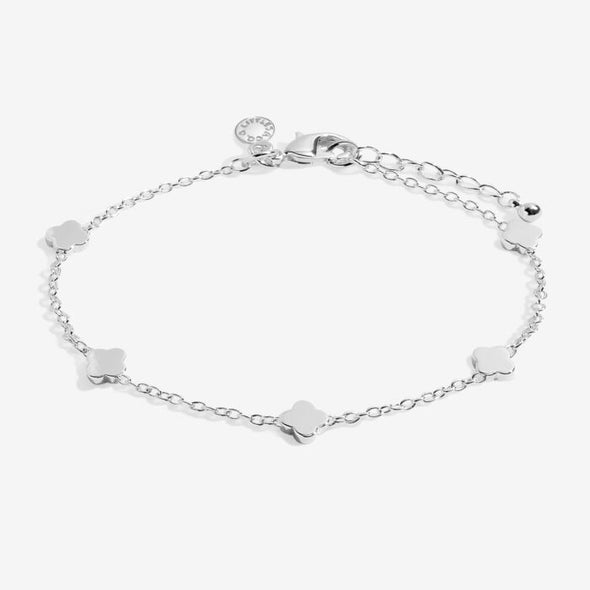 Mini Charms Clovers Bracelet In Silver Plating