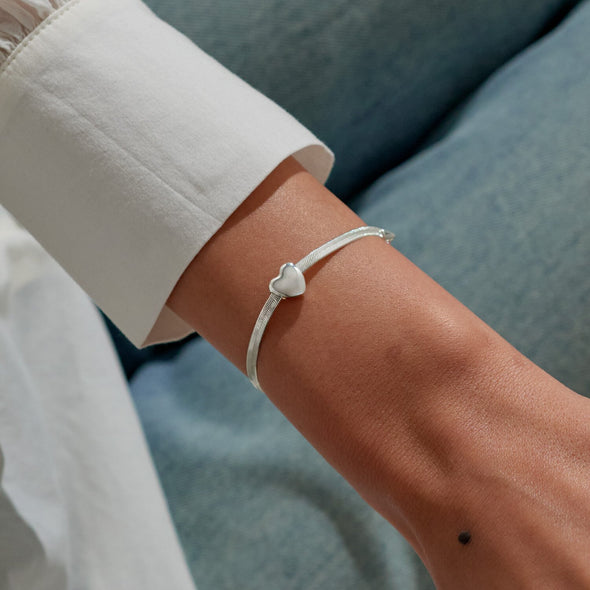 Bracelet Bar Heart Snake Chain Bracelet In Silver Plating